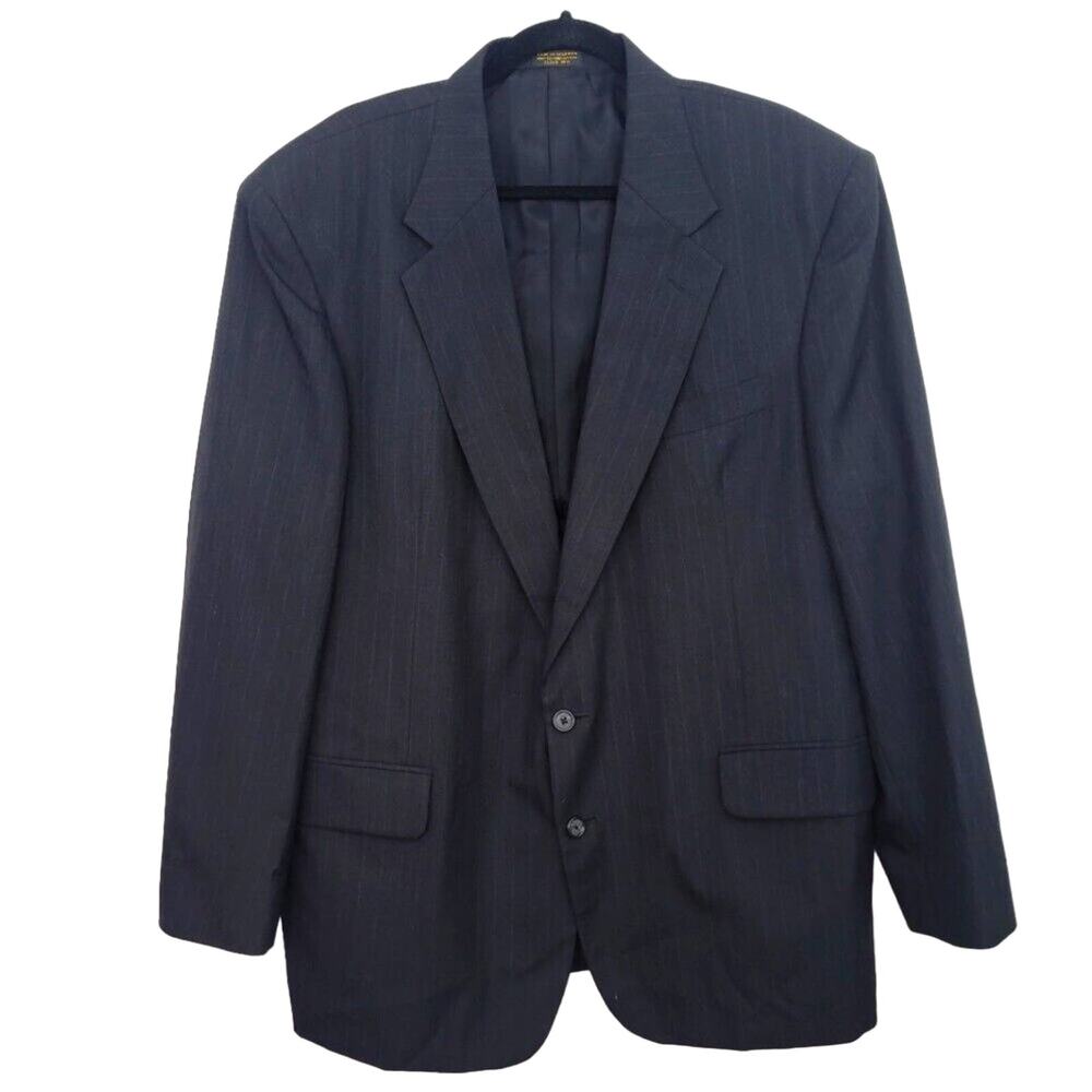 Barrington  Sport Coat Blazer Jacket Mens 46R Wool Black White Pinstripes Mob